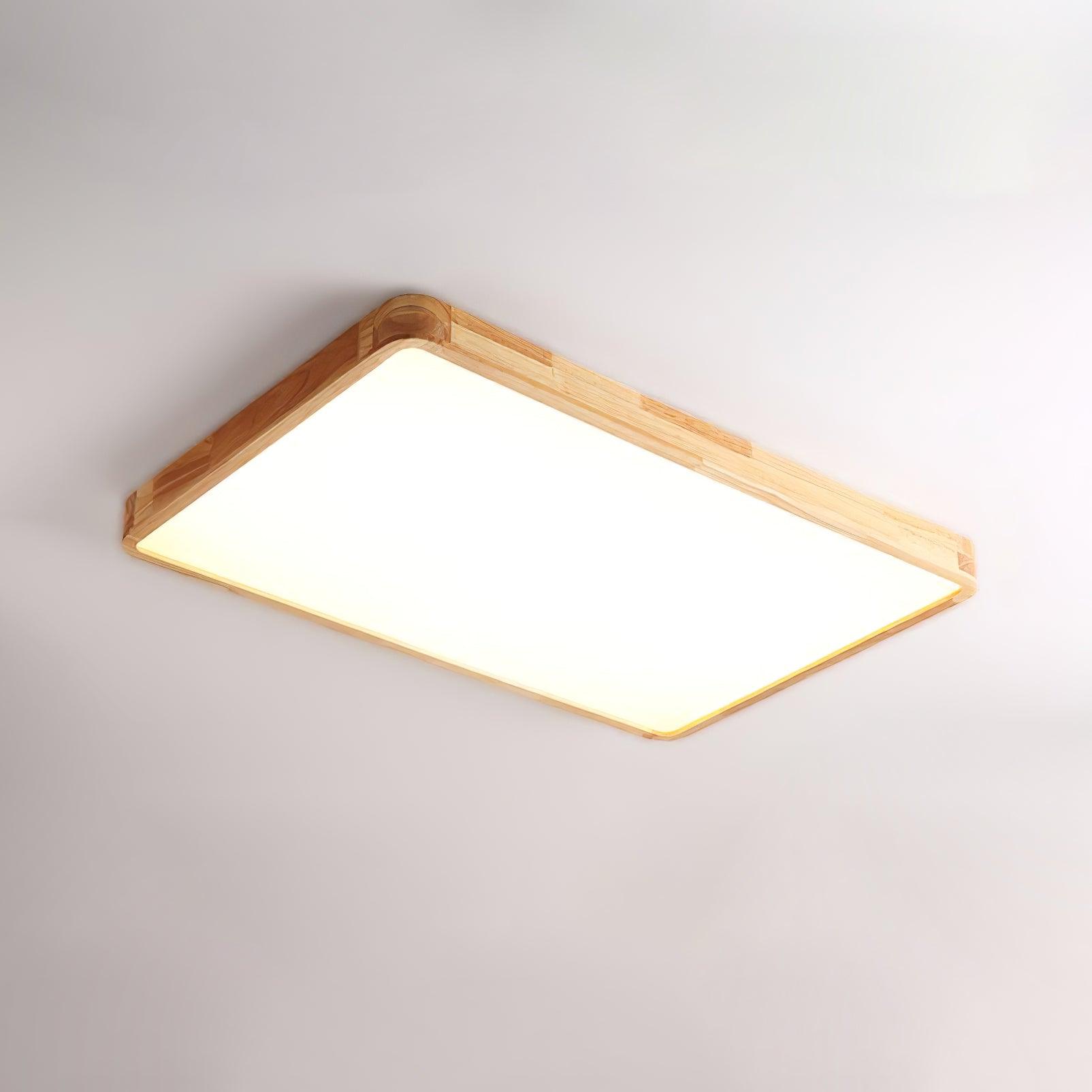 Lampa Sufitowa Skandynawska z Drewnianą Oprawą i Akrylowym Kloszem