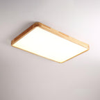 Lampa Sufitowa Skandynawska z Drewnianą Oprawą i Akrylowym Kloszem