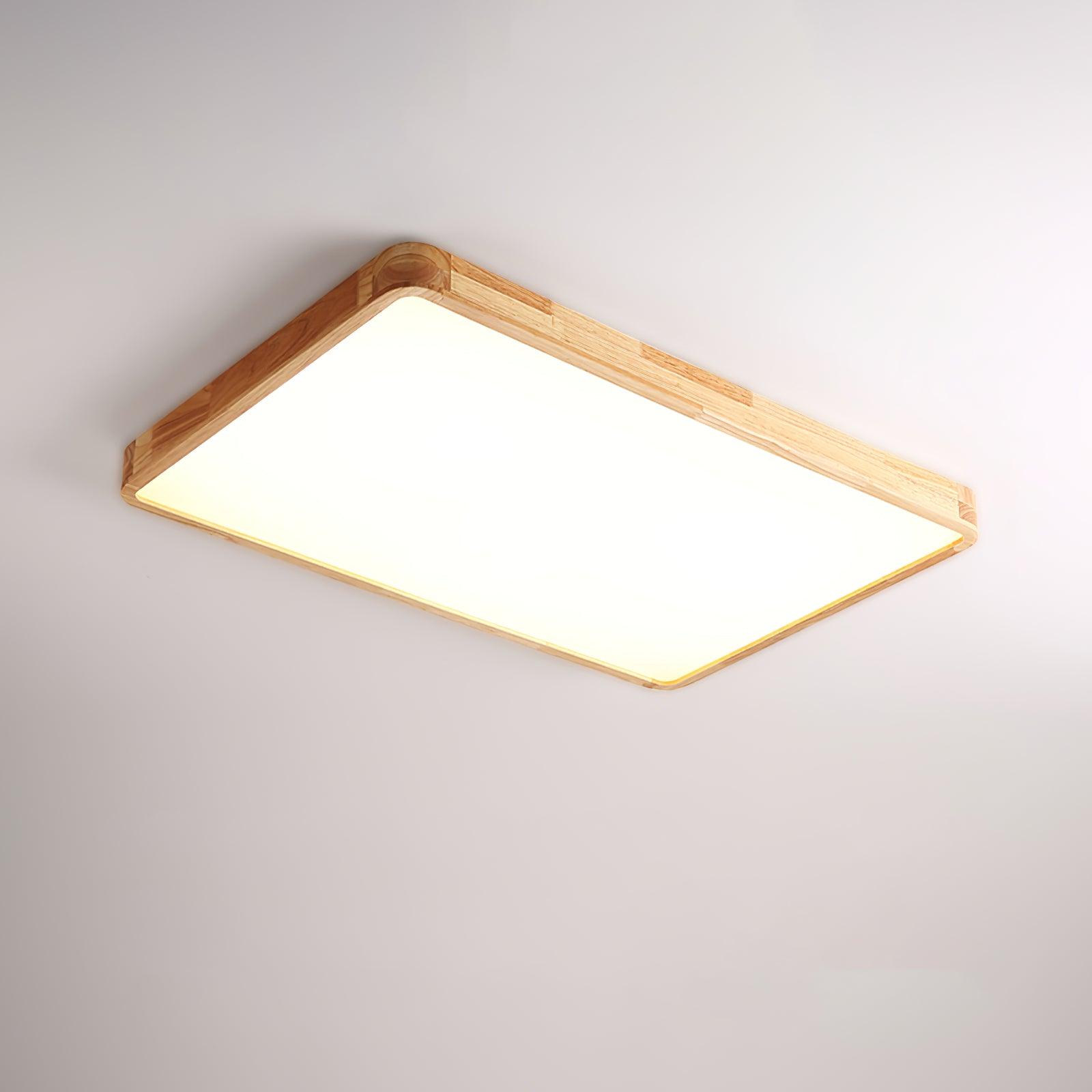 Lampa Sufitowa Skandynawska z Drewnianą Oprawą i Akrylowym Kloszem