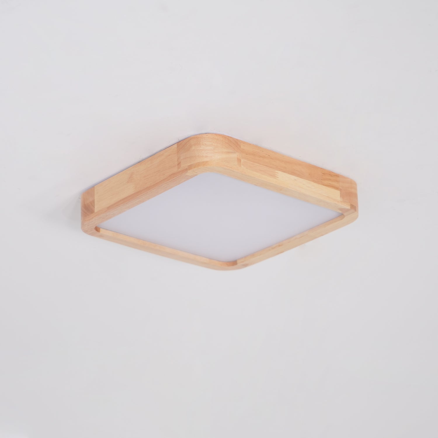 Lampa Sufitowa Skandynawska z Drewnianą Oprawą i Akrylowym Kloszem