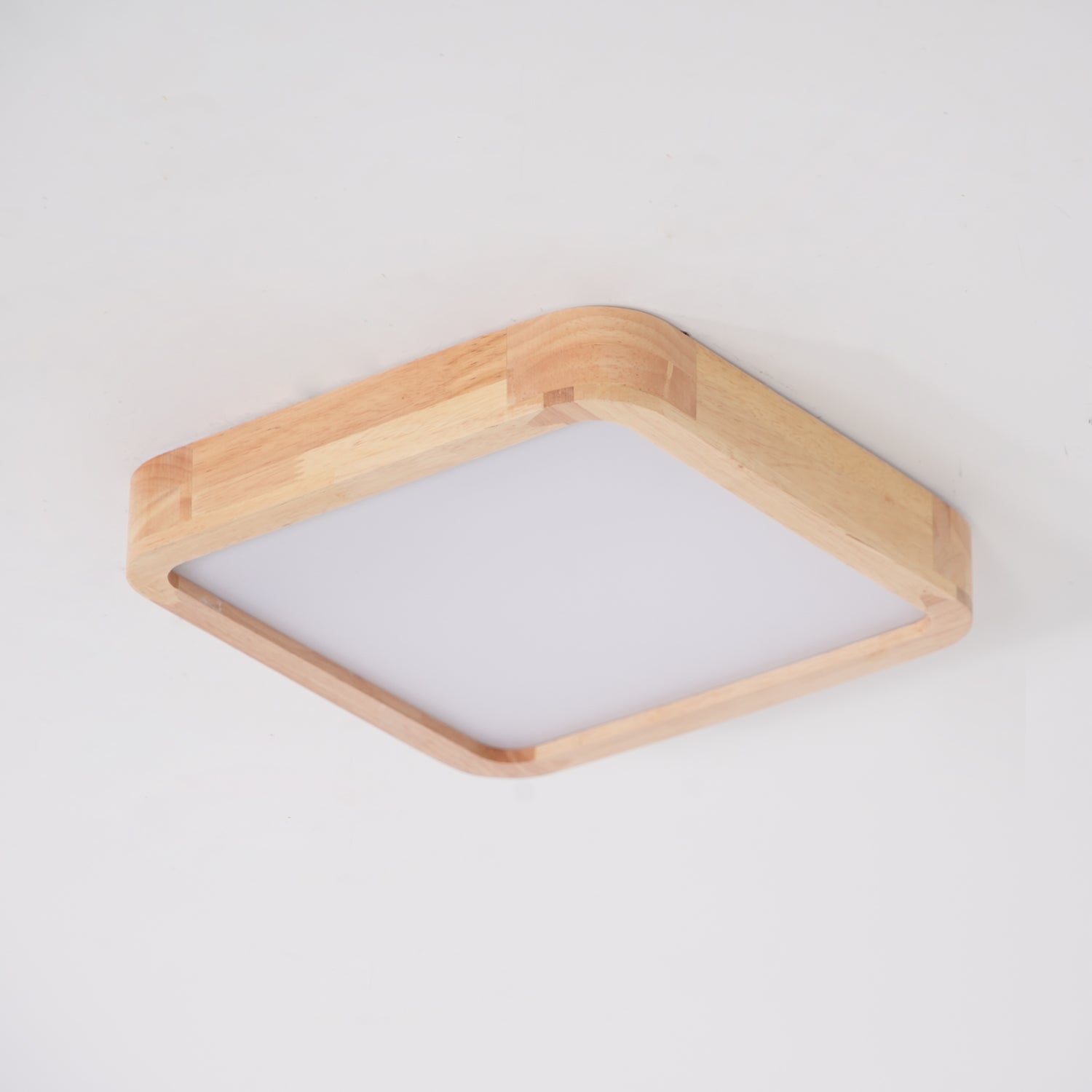 Lampa Sufitowa Skandynawska z Drewnianą Oprawą i Akrylowym Kloszem