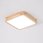 Lampa Sufitowa Skandynawska z Drewnianą Oprawą i Akrylowym Kloszem