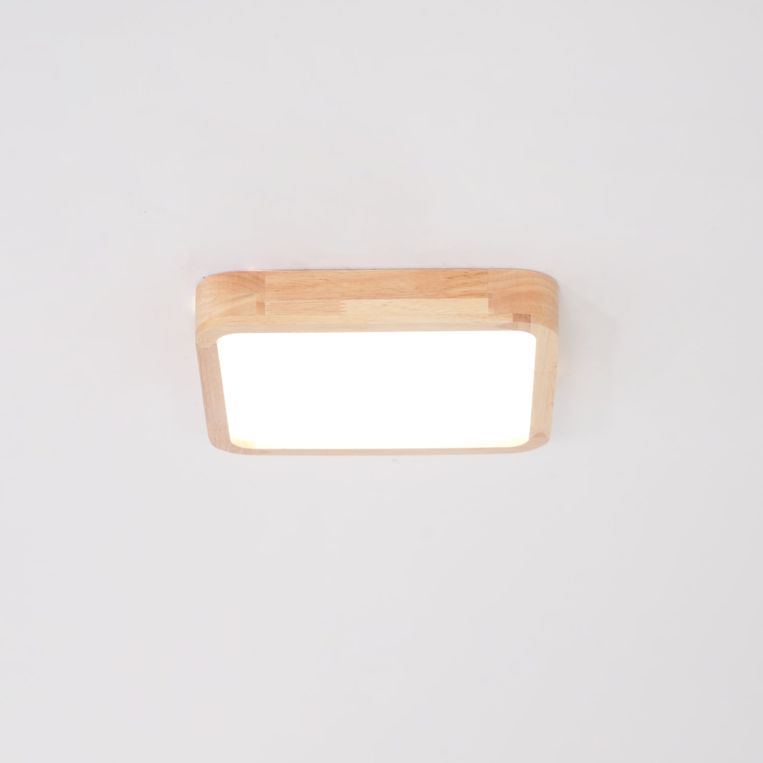Lampa Sufitowa Skandynawska z Drewnianą Oprawą i Akrylowym Kloszem