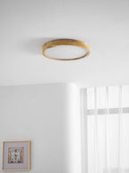 Lampa Sufitowa Skandynawska z Drewnianą Oprawą i Akrylowym Kloszem