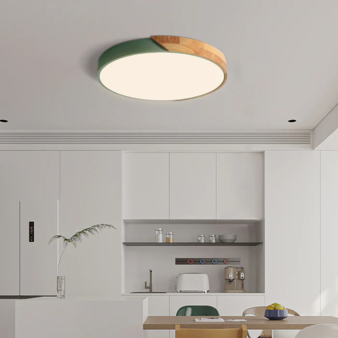 Lampa Sufitowa Skandynawska z Drewnianą Ramą i Zintegrowanym LED