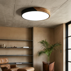 Lampa Sufitowa Skandynawska z Drewnianą Ramą i Zintegrowanym LED