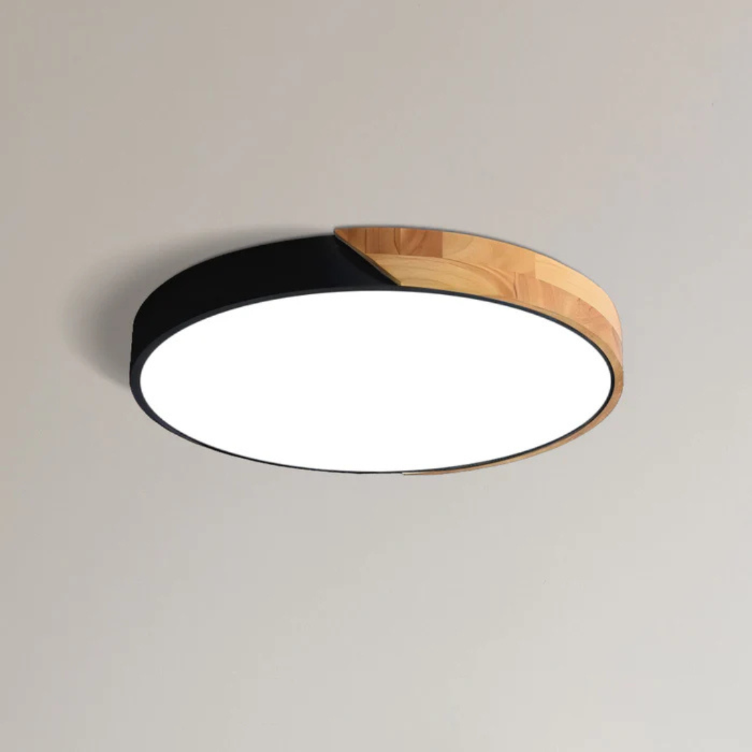 Lampa Sufitowa Skandynawska z Drewnianą Ramą i Zintegrowanym LED