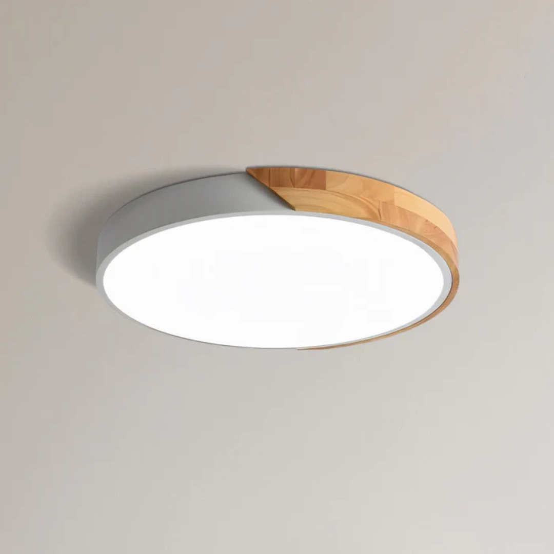Lampa Sufitowa Skandynawska z Drewnianą Ramą i Zintegrowanym LED