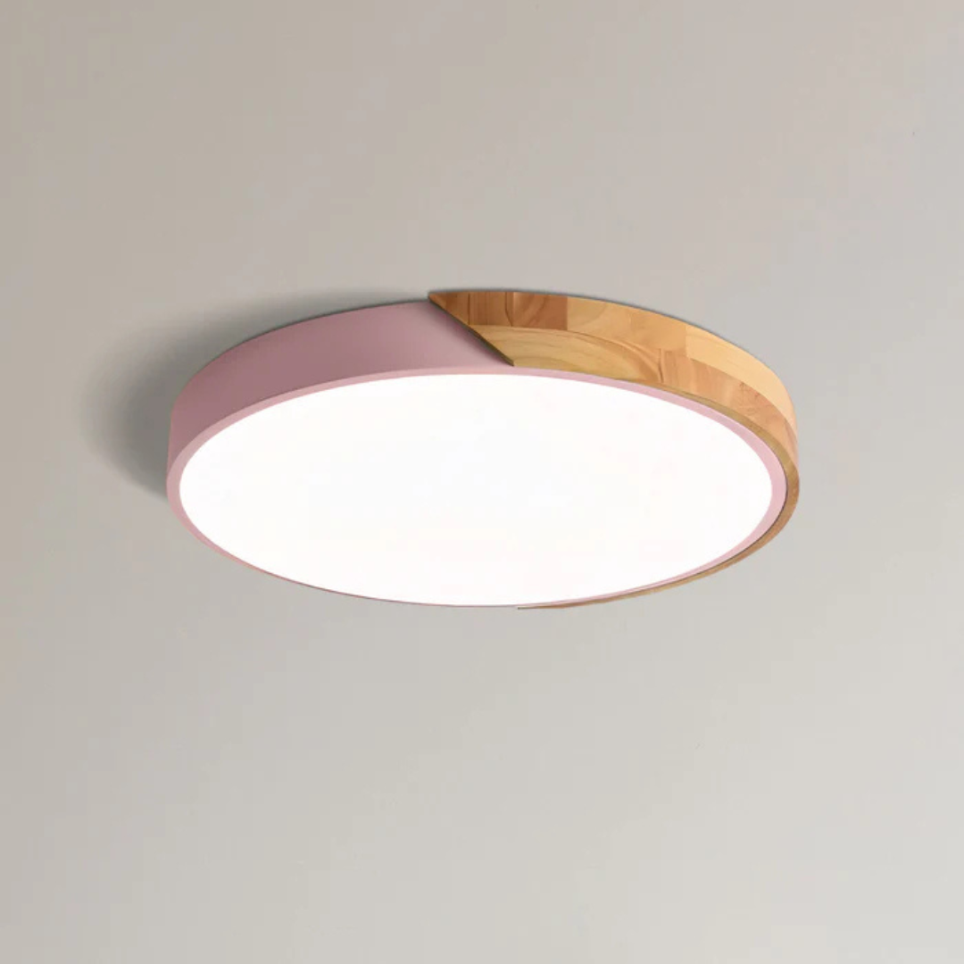 Lampa Sufitowa Skandynawska z Drewnianą Ramą i Zintegrowanym LED