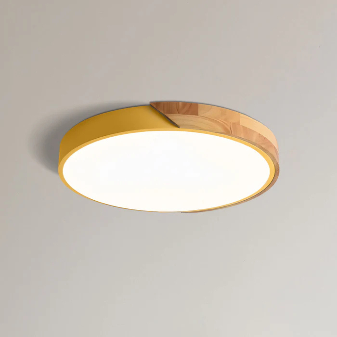 Lampa Sufitowa Skandynawska z Drewnianą Ramą i Zintegrowanym LED