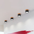 Lampa Sufitowa Skandynawska z Drewnianym Detalem i Okrągłym Kloszem