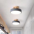 Lampa Sufitowa Skandynawska z Drewnianym Detalem i Trójkolorowym Światłem