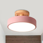 Lampa Sufitowa Skandynawska z Drewnianym Detalem i Trójkolorowym Światłem