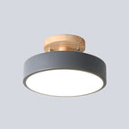 Lampa Sufitowa Skandynawska z Drewnianym Detalem i Trójkolorowym Światłem