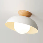 Lampa Sufitowa Skandynawska z Drewnianym Elementem i Kloszem Kulistym