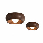 Lampa Sufitowa Skandynawska z Okrągłą Czaszą w Stylu Drewnianym