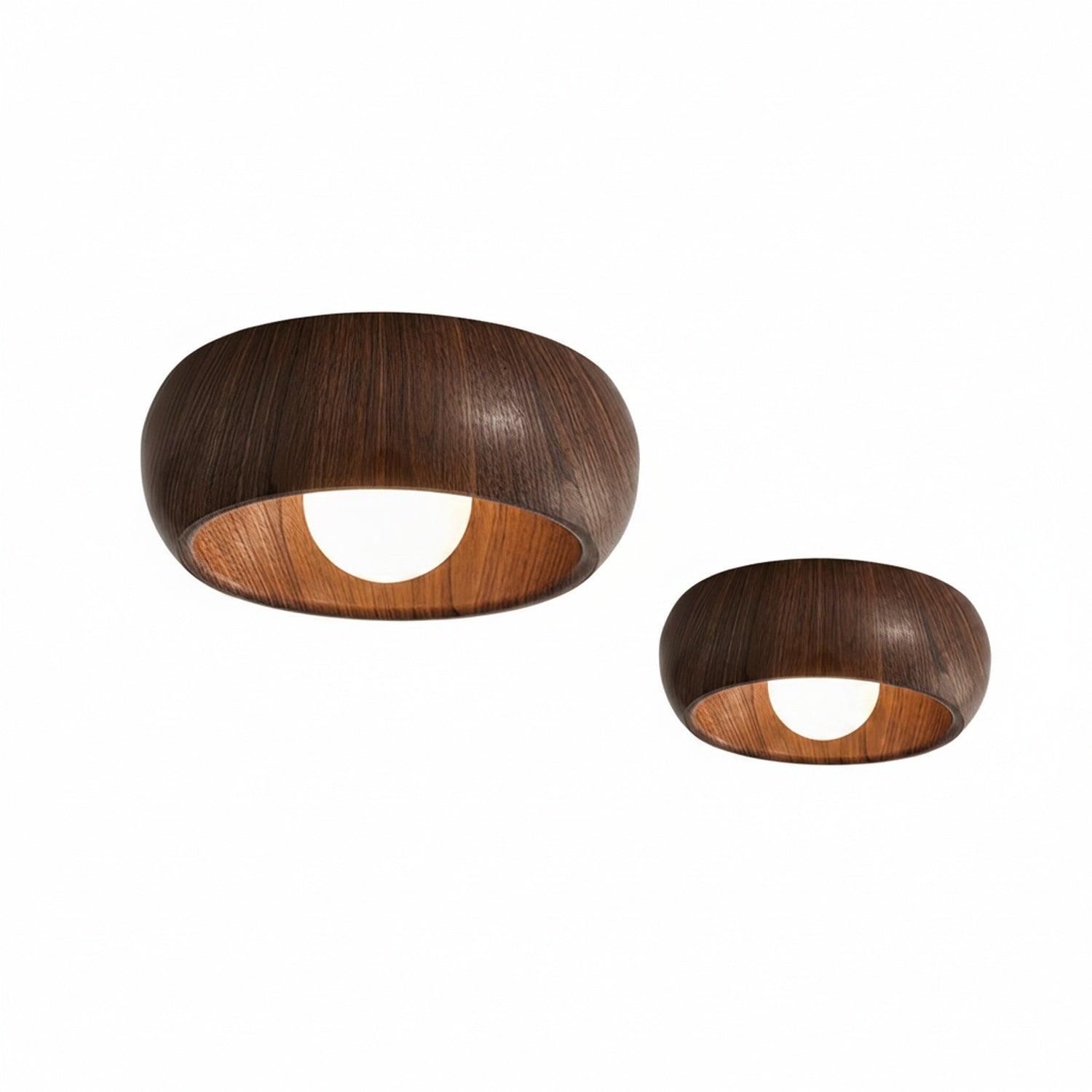 Lampa Sufitowa Skandynawska z Okrągłą Czaszą w Stylu Drewnianym