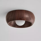 Lampa Sufitowa Skandynawska z Okrągłą Czaszą w Stylu Drewnianym