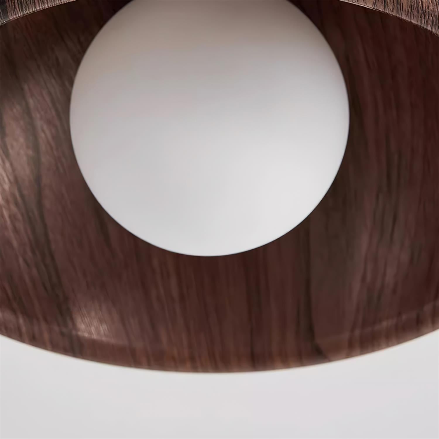 Lampa Sufitowa Skandynawska z Okrągłą Czaszą w Stylu Drewnianym