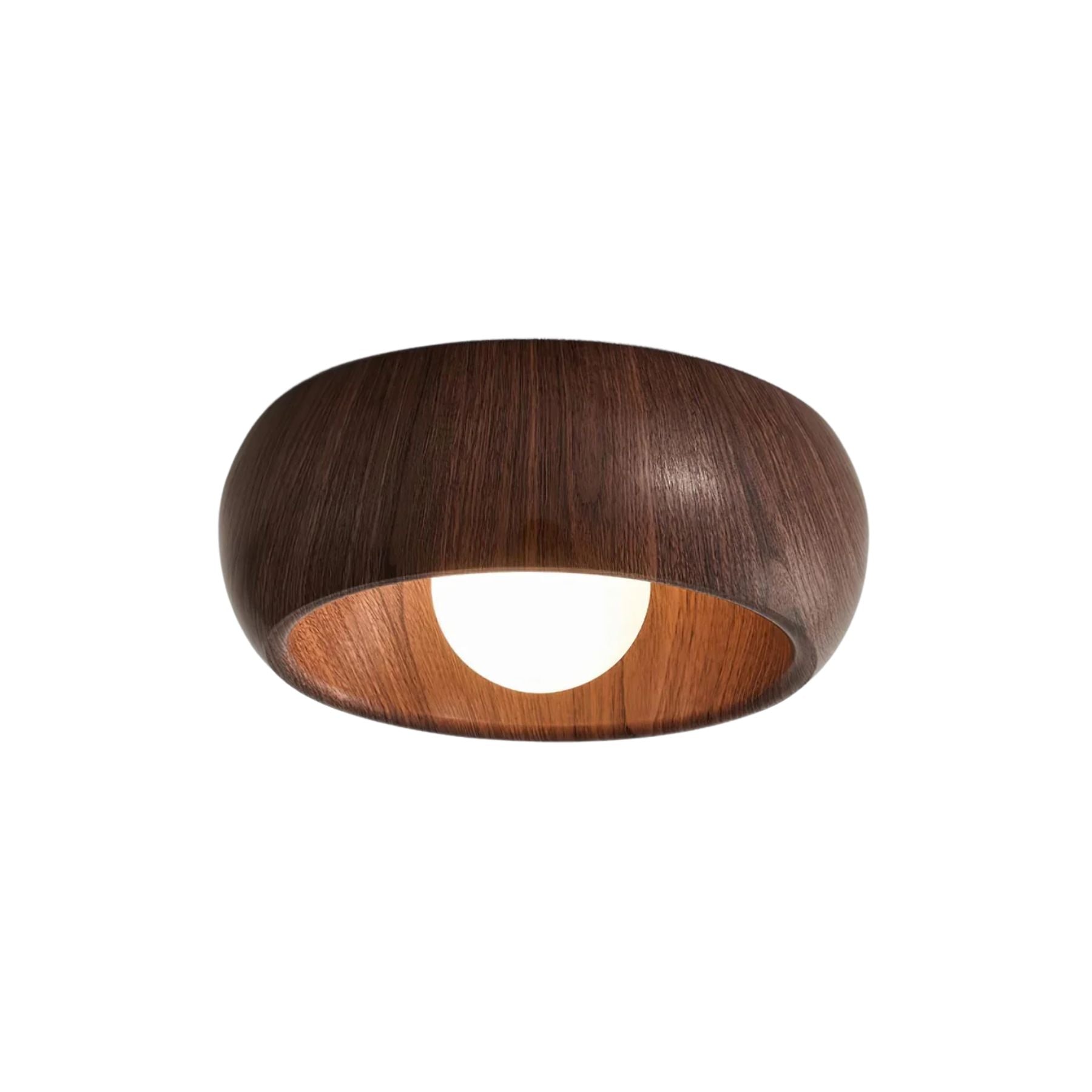 Lampa Sufitowa Skandynawska z Okrągłą Czaszą w Stylu Drewnianym