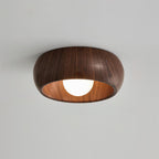 Lampa Sufitowa Skandynawska z Okrągłą Czaszą w Stylu Drewnianym