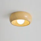 Lampa Sufitowa Skandynawska z Okrągłą Czaszą w Stylu Drewnianym