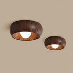 Lampa Sufitowa Skandynawska z Okrągłą Czaszą w Stylu Drewnianym
