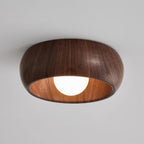 Lampa Sufitowa Skandynawska z Okrągłą Czaszą w Stylu Drewnianym
