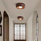 Lampa Sufitowa Skandynawska z Okrągłą Czaszą w Stylu Drewnianym