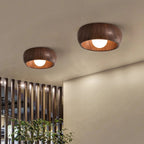 Lampa Sufitowa Skandynawska z Okrągłą Czaszą w Stylu Drewnianym