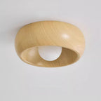 Lampa Sufitowa Skandynawska z Okrągłą Czaszą w Stylu Drewnianym