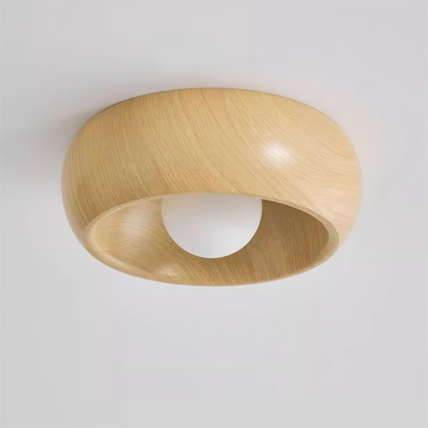 Lampa Sufitowa Skandynawska z Okrągłą Czaszą w Stylu Drewnianym