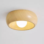 Lampa Sufitowa Skandynawska z Okrągłą Czaszą w Stylu Drewnianym