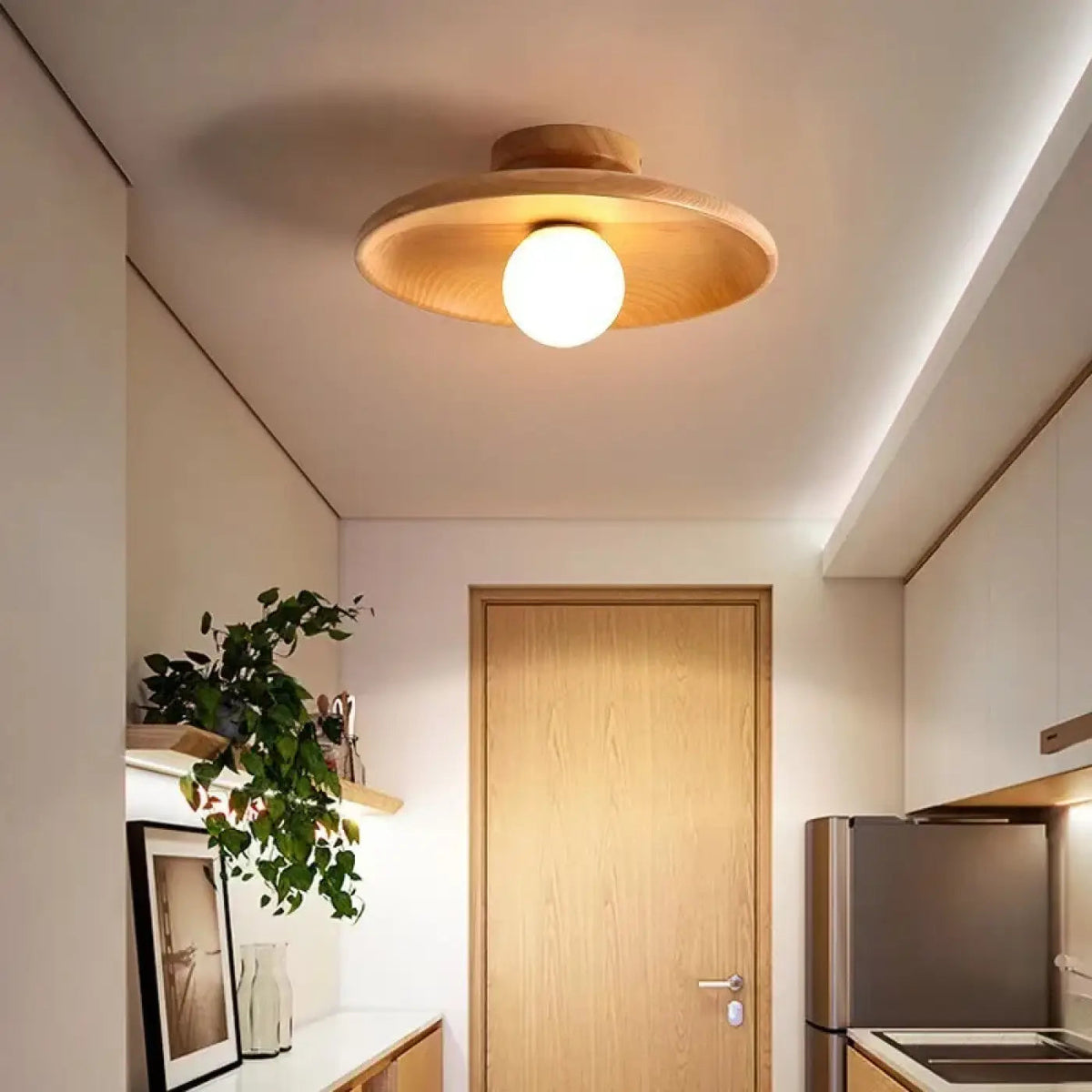 Lampa Sufitowa Skandynawska z Okrągłym Kloszem i Mleczną Żarówką