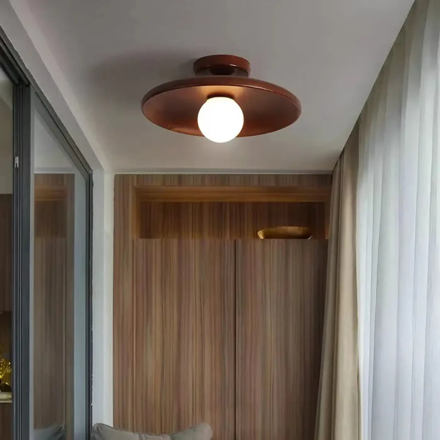 Lampa Sufitowa Skandynawska z Okrągłym Kloszem i Mleczną Żarówką