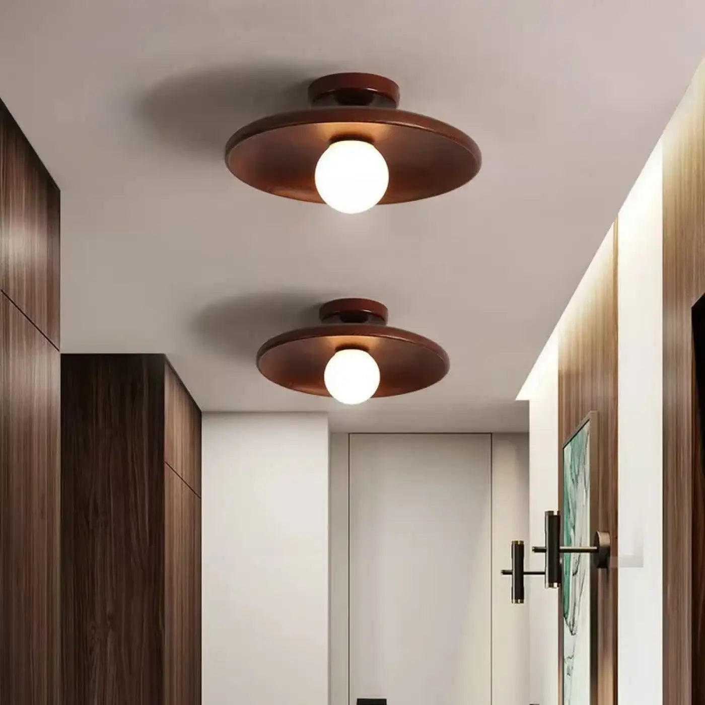 Lampa Sufitowa Skandynawska z Okrągłym Kloszem i Mleczną Żarówką