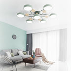 Lampa Sufitowa Skandynawska z Okrągłymi Kloszami i Drewnianymi Detalami
