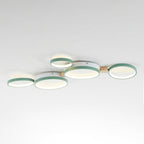 Lampa Sufitowa Skandynawska z Okrągłymi Kloszami i Drewnianymi Łącznikami