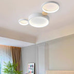 Lampa Sufitowa Skandynawska z Okrągłymi Kloszami i Drewnianymi Łącznikami