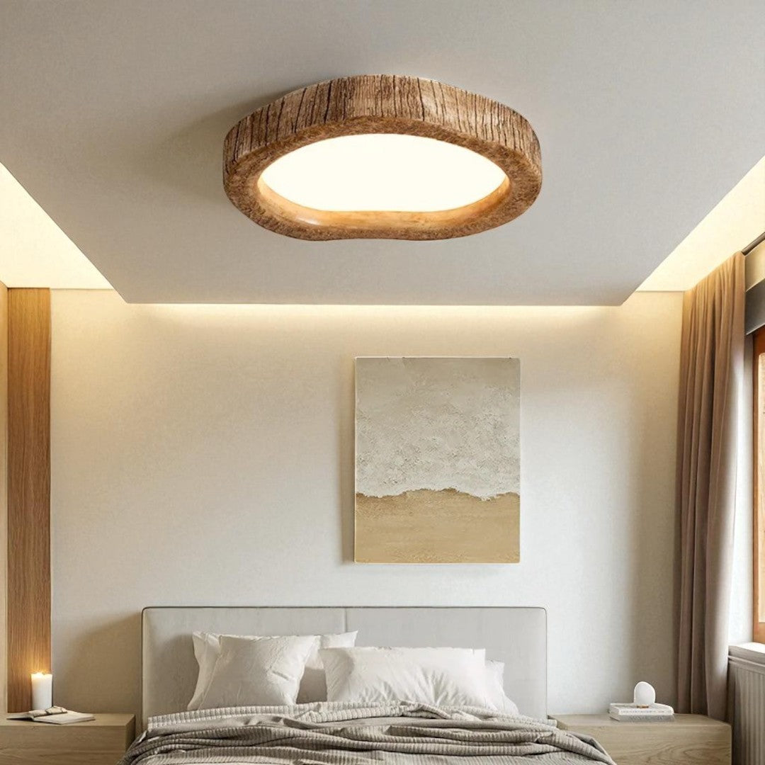Lampa Sufitowa Skandynawska z Ramką w Stylu Drewna