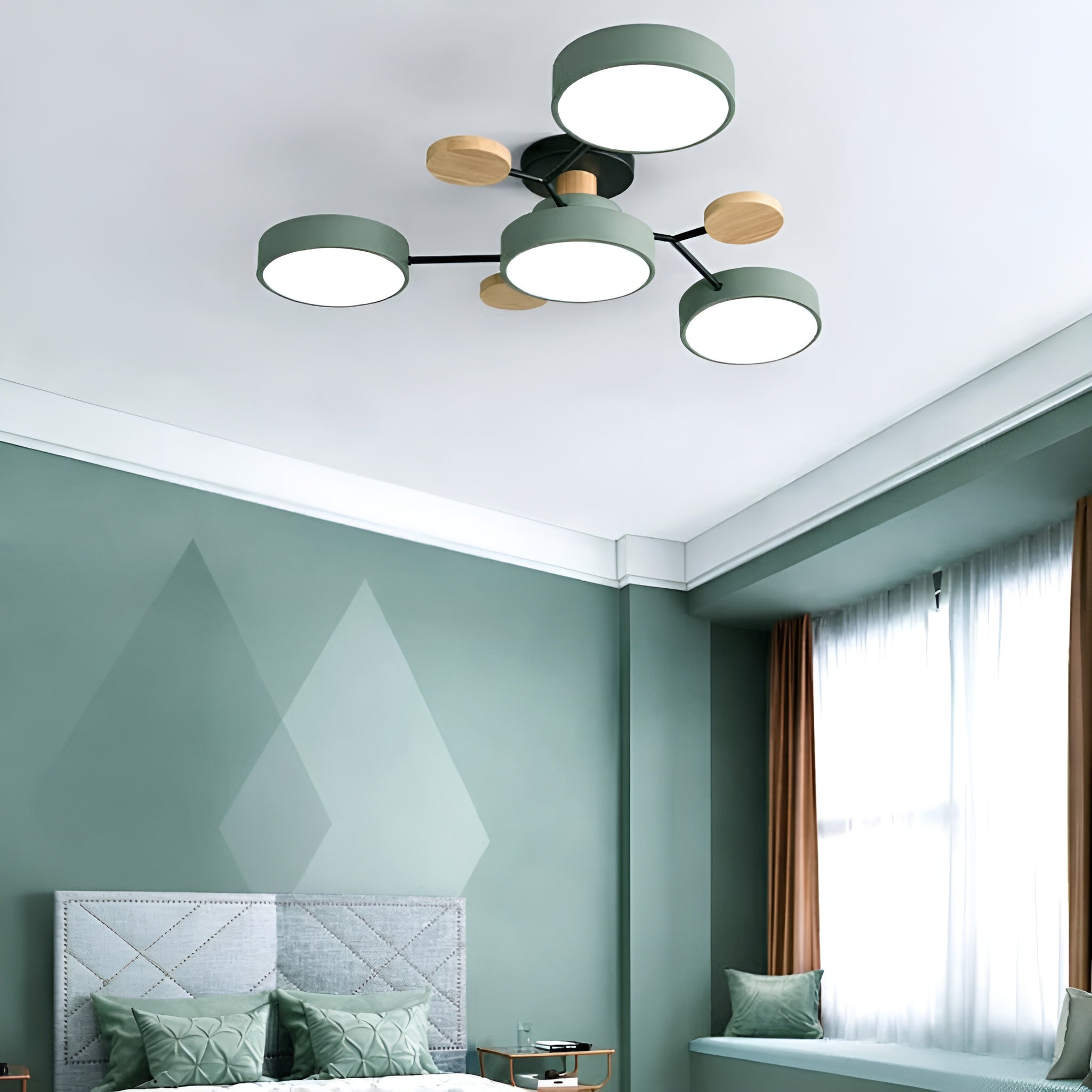 Lampa Sufitowa Skandynawska z Wieloramiennym Designem i Okrągłymi Kloszami