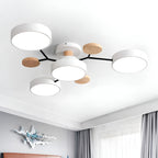 Lampa Sufitowa Skandynawska z Wieloramiennym Designem i Okrągłymi Kloszami