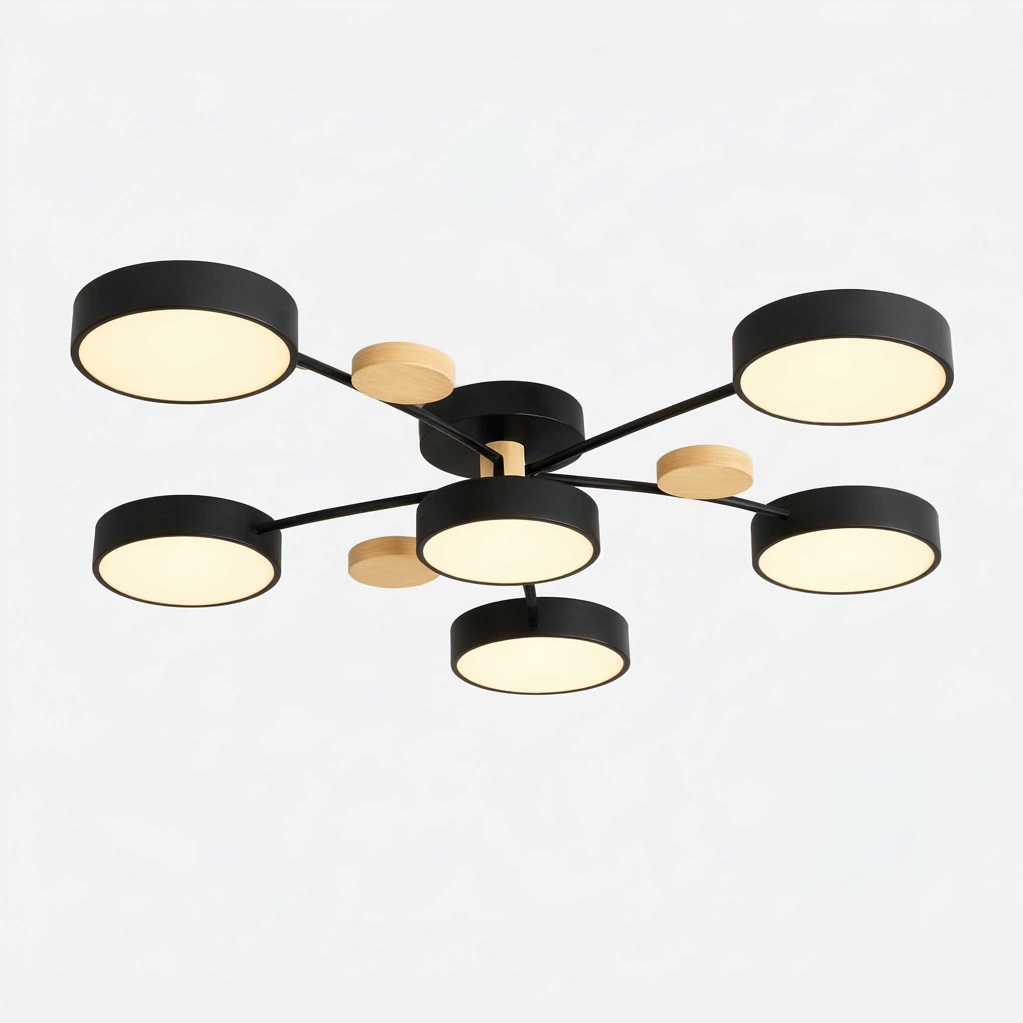 Lampa Sufitowa Skandynawska z Wieloramiennym Designem i Okrągłymi Kloszami