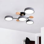 Lampa Sufitowa Skandynawska z Wieloramiennym Designem i Okrągłymi Kloszami