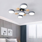 Lampa Sufitowa Skandynawska z Wieloramiennym Designem i Okrągłymi Kloszami