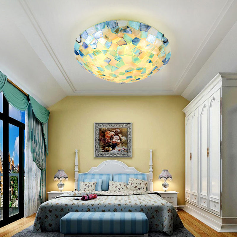 Lampa Sufitowa Styl Tiffany z Mozaikowym Kloszem Muszlowym
