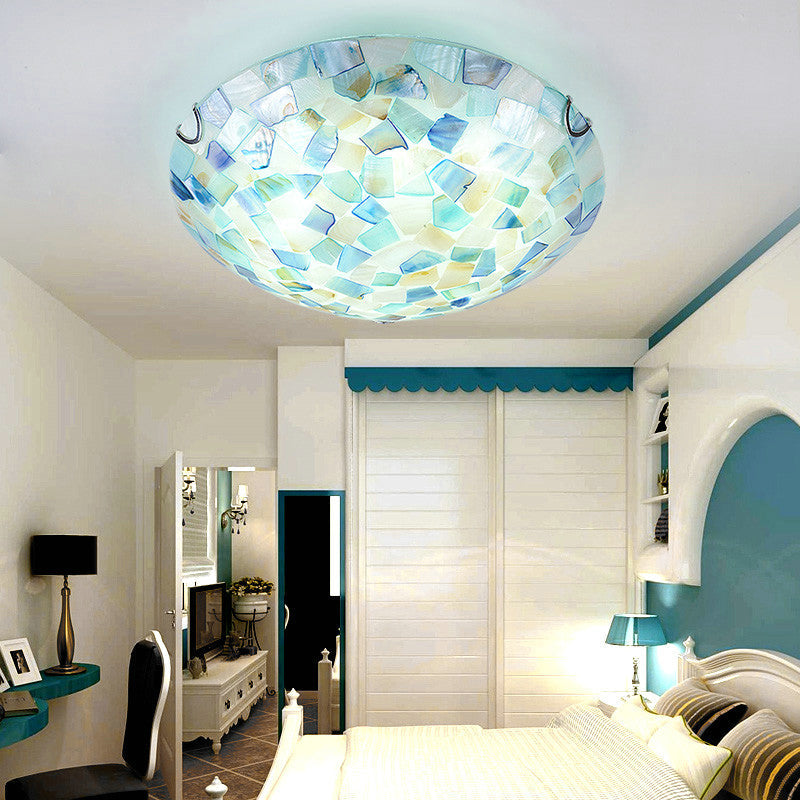Lampa Sufitowa Styl Tiffany z Mozaikowym Kloszem Muszlowym