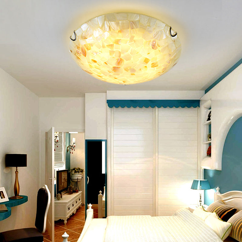 Lampa Sufitowa Styl Tiffany z Mozaikowym Kloszem Muszlowym