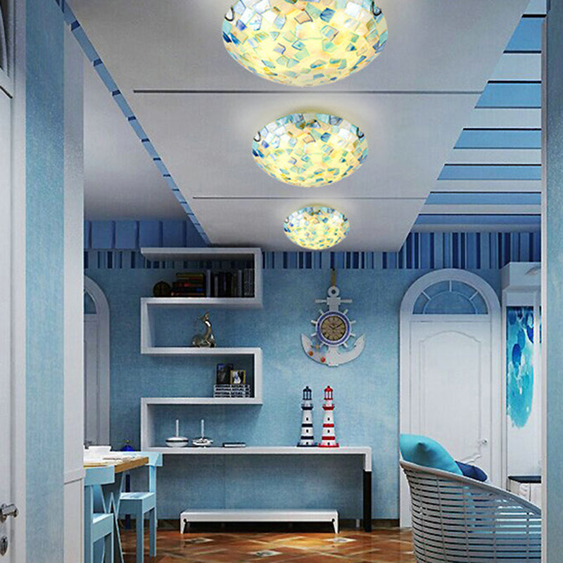 Lampa Sufitowa Styl Tiffany z Mozaikowym Kloszem Muszlowym