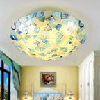 Lampa Sufitowa Styl Tiffany z Mozaikowym Kloszem Muszlowym